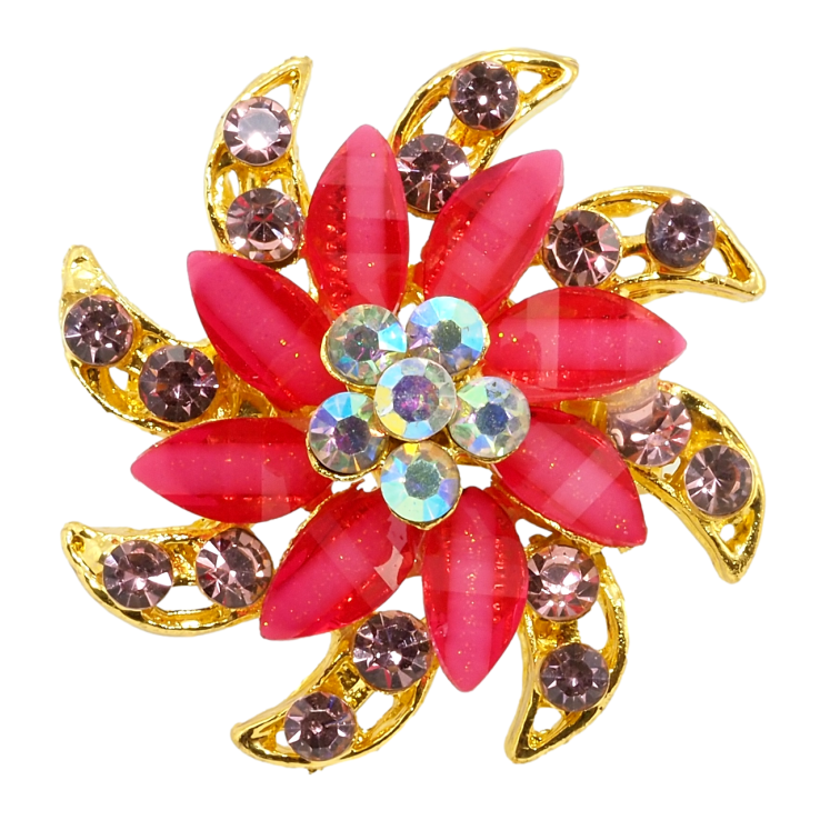 Брошка Квітка з рожевими стразами фото №9 Брошка Квітка з рожевими стразами фото №9