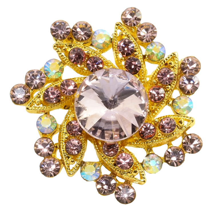 Брошь Цветок с розовыми стразами фото №10 Брошь Цветок с розовыми стразами фото №10