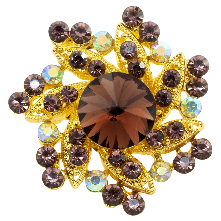 Брошь Цветок с бордовыми стразами фото №1 Брошь Цветок с бордовыми стразами фото №1