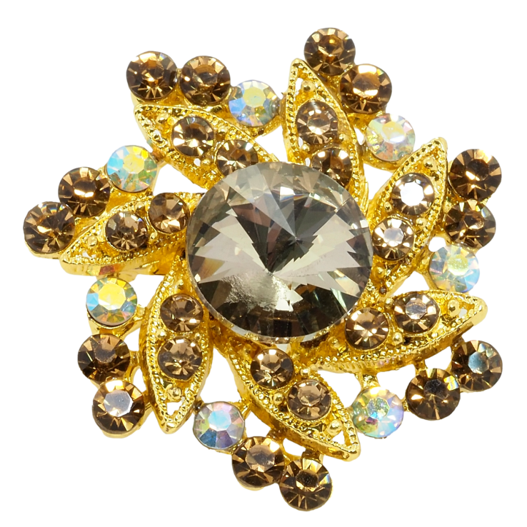 Брошка Квітка з коричневими стразами фото №10 Брошка Квітка з коричневими стразами фото №10