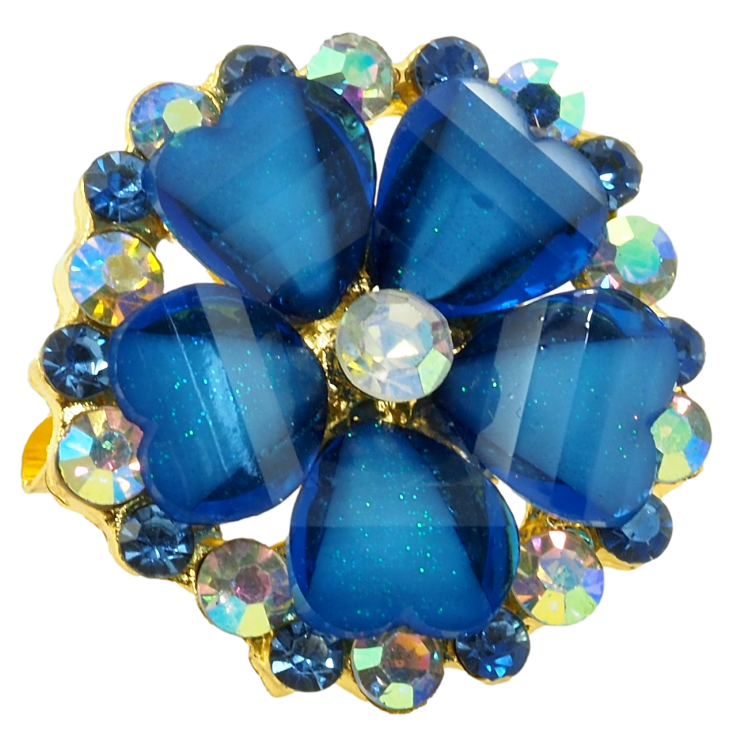 Брошь Цветок с синими стразами фото №25