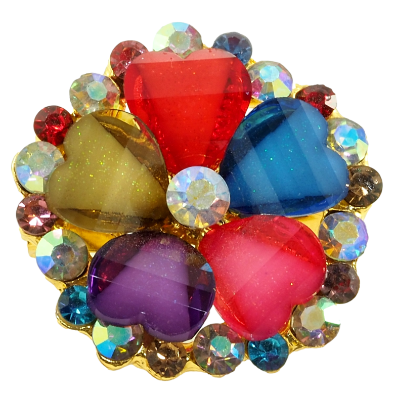 Брошка Квітка з різнокольоровими стразами фото №1
