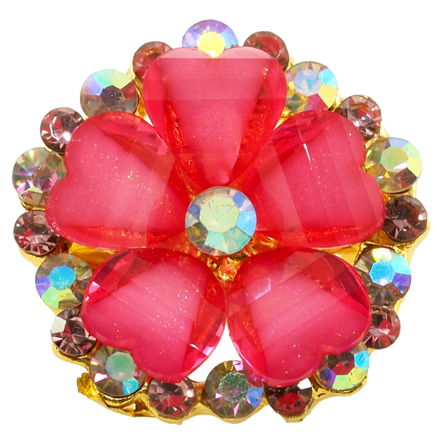 Брошка Квітка з рожевими стразами фото №1 Брошка Квітка з рожевими стразами фото №1