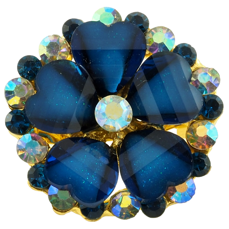Брошка Квітка з синіми стразами фото №1