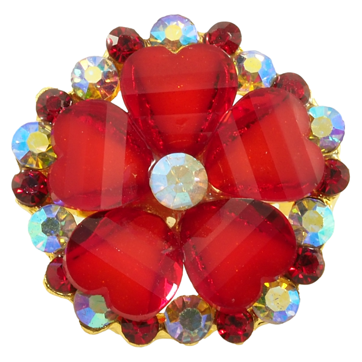 Брошь Цветок с красными стразами фото №2 Брошь Цветок с красными стразами фото №2