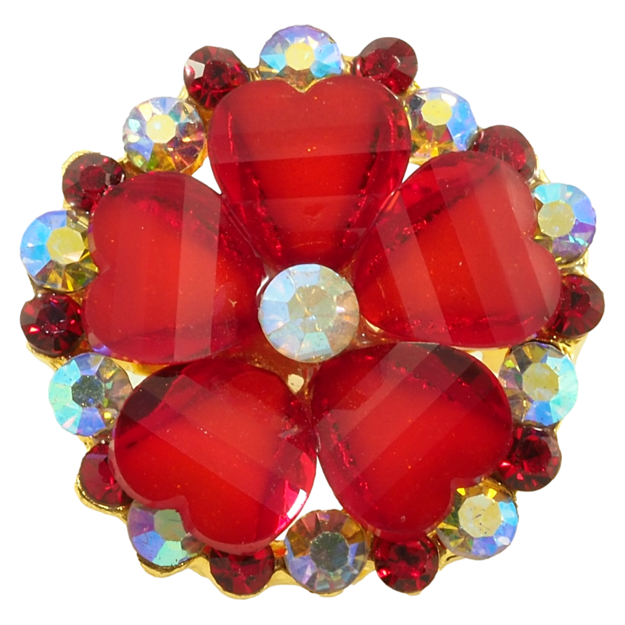 Брошь Цветок с красными стразами фото №1 Брошь Цветок с красными стразами фото №1