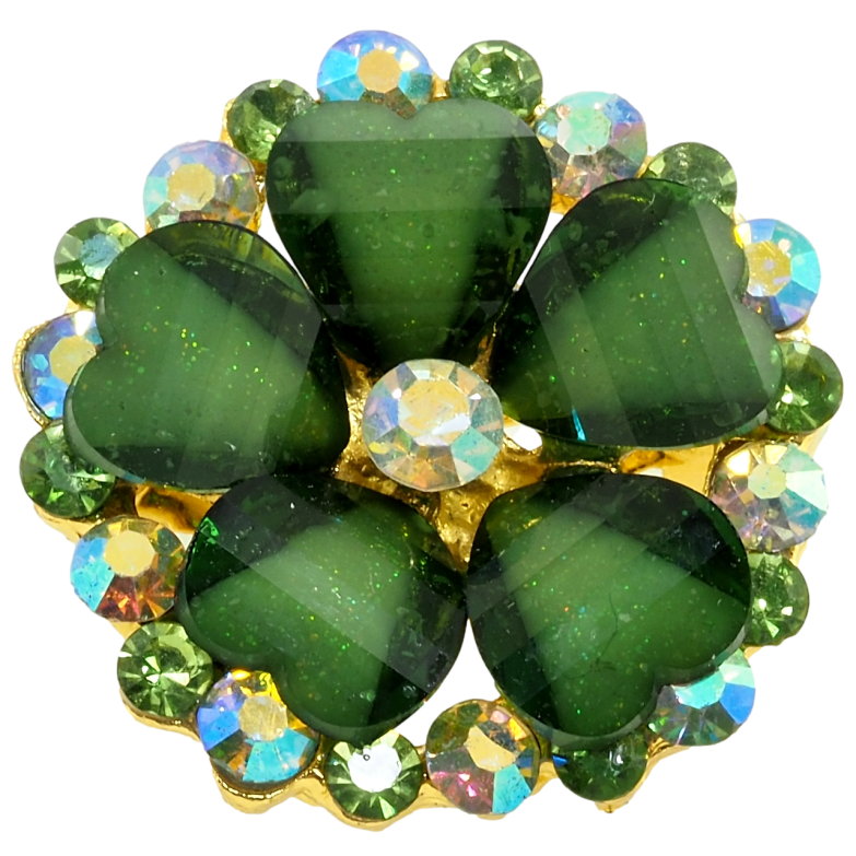 Брошка Квітка із зеленими стразами фото №1 Брошка Квітка із зеленими стразами фото №1