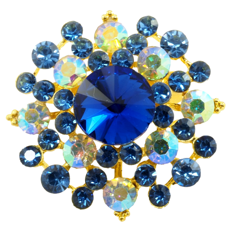 Брошь Цветок с синими стразами фото №19