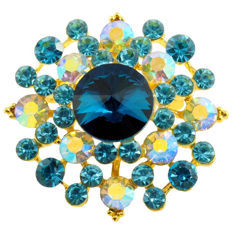 Брошка Квітка з бірюзовими стразами фото №24 Брошка Квітка з бірюзовими стразами фото №24