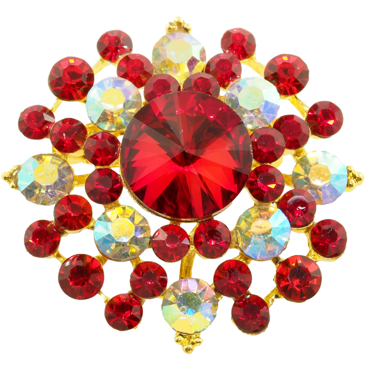 Брошка Квітка з червоними стразами фото №19