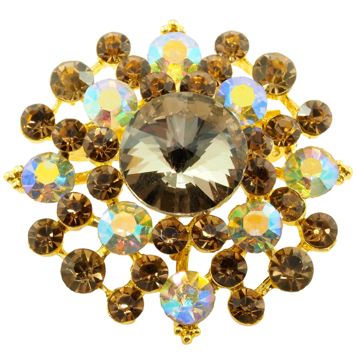 Брошка Квітка з коричневими стразами фото №21 Брошка Квітка з коричневими стразами фото №21