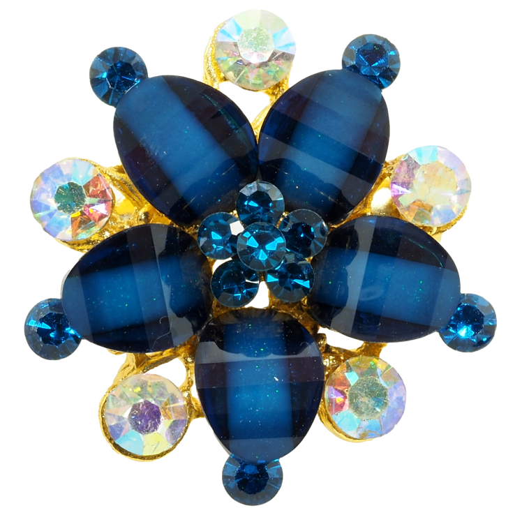 Брошка Квітка з синіми стразами фото №11 Брошка Квітка з синіми стразами фото №11