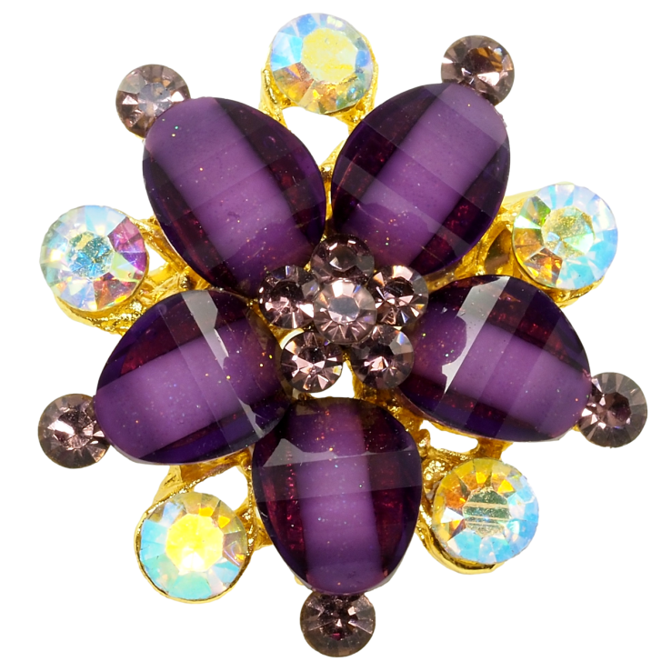 Брошь Цветок с сиреневыми стразами фото №12