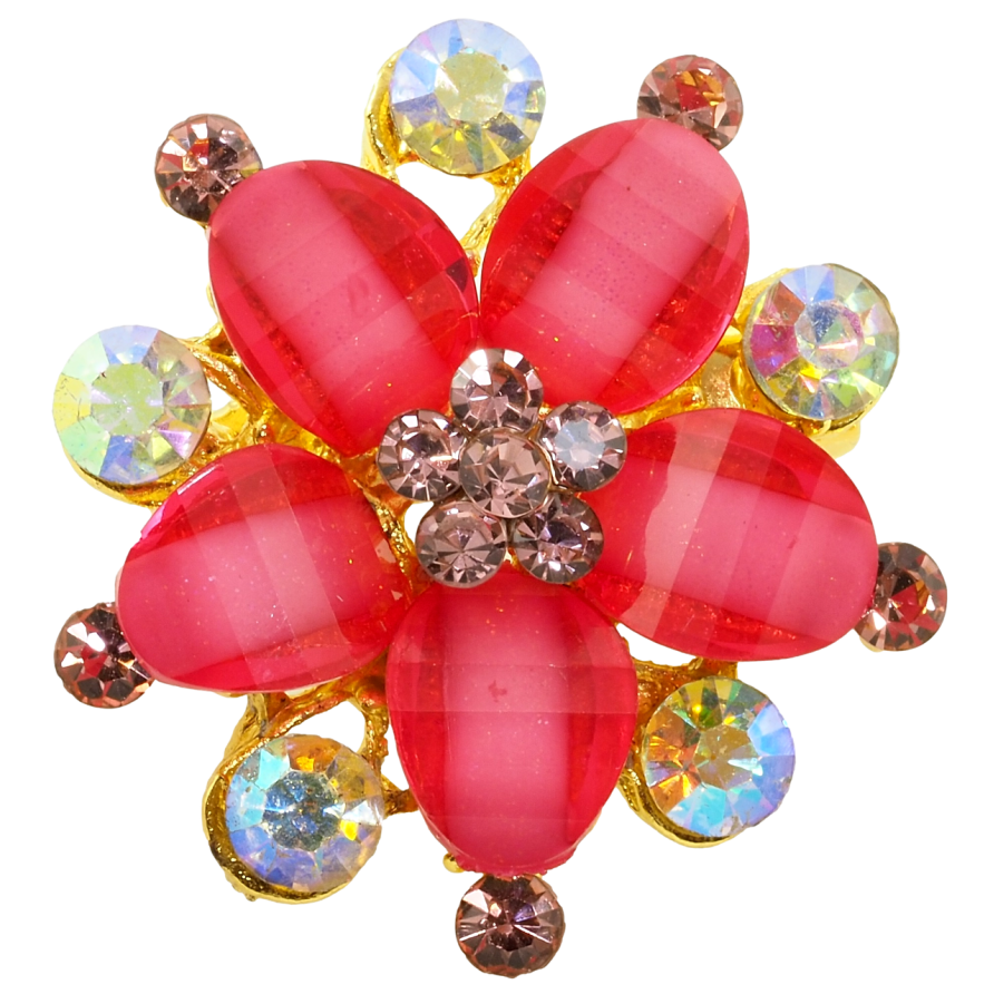 Брошь Цветок с розовыми стразами фото №1 Брошь Цветок с розовыми стразами фото №1