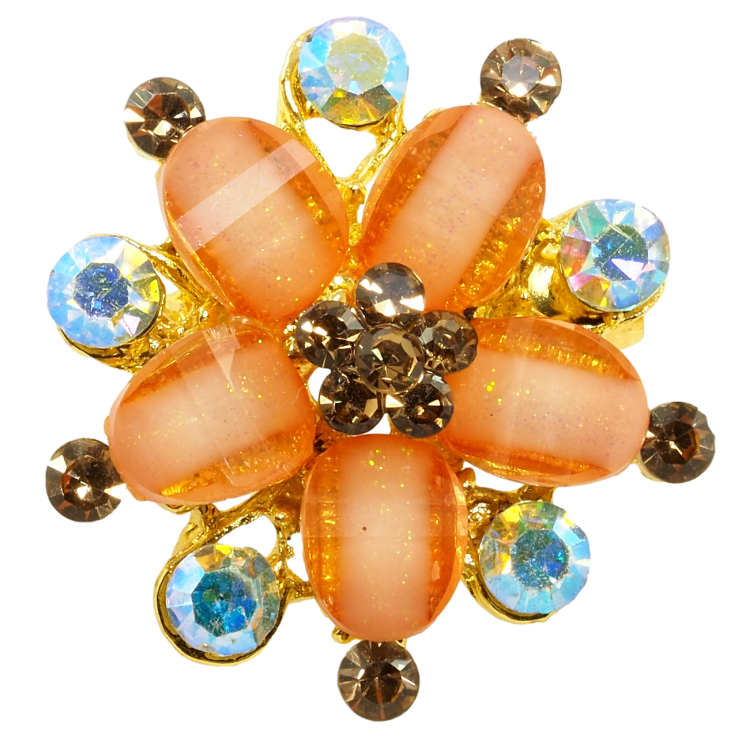 Брошь Цветок с оранжевыми стразами фото №23 Брошь Цветок с оранжевыми стразами фото №23