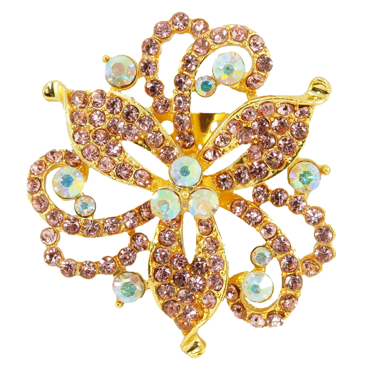 Брошка Декоративна квітка з рожевими стразами фото №12 Брошка Декоративна квітка з рожевими стразами фото №12