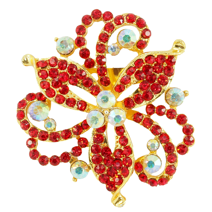 Брошка Декоративна квітка з червоними стразами фото №11 Брошка Декоративна квітка з червоними стразами фото №11