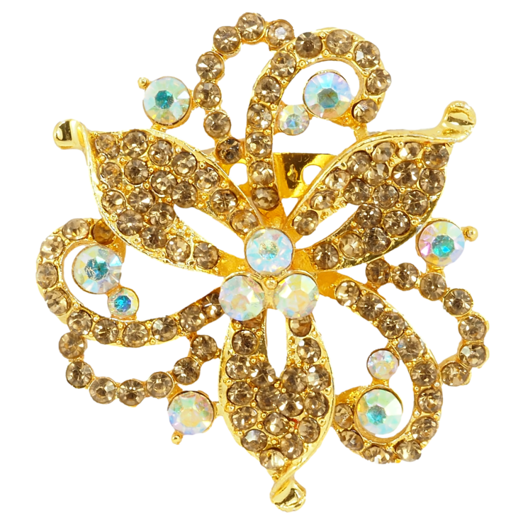 Брошка Декоративна квітка із золотистими стразами фото №20 Брошка Декоративна квітка із золотистими стразами фото №20