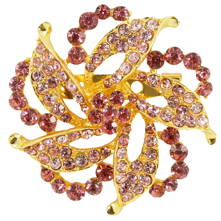 Брошка Декоративна квітка з рожевими стразами фото №14 Брошка Декоративна квітка з рожевими стразами фото №14