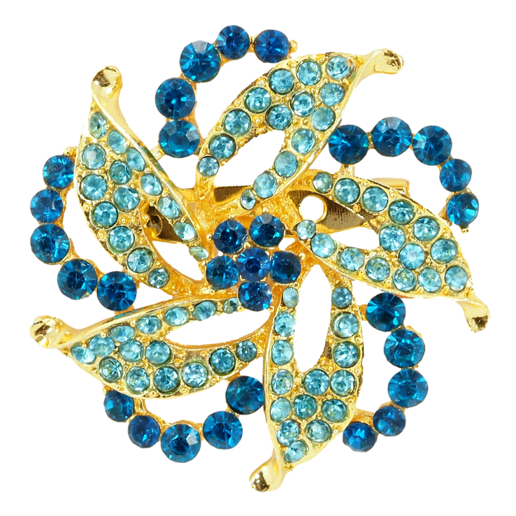 Брошка Декоративна квітка з бірюзовими стразами фото №19 Брошка Декоративна квітка з бірюзовими стразами фото №19
