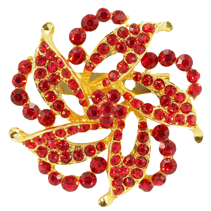 Брошка Декоративна квітка з червоними стразами фото №10 Брошка Декоративна квітка з червоними стразами фото №10