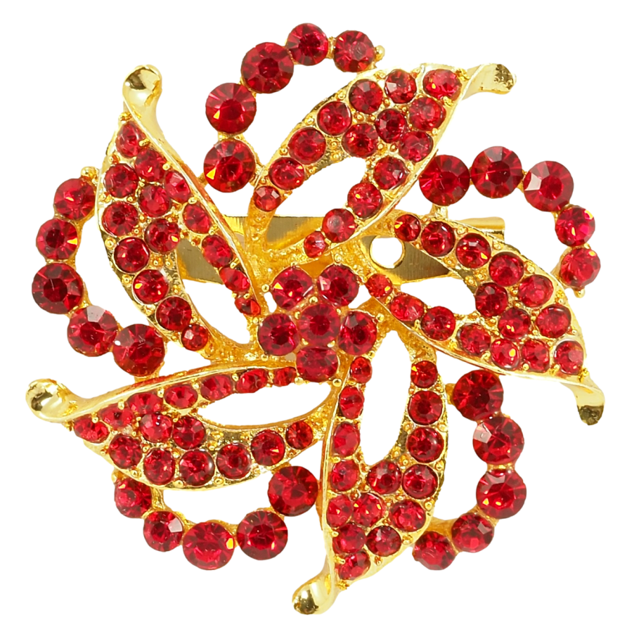 Брошь Декоративный цветок с красными стразами фото №1 Брошь Декоративный цветок с красными стразами фото №1