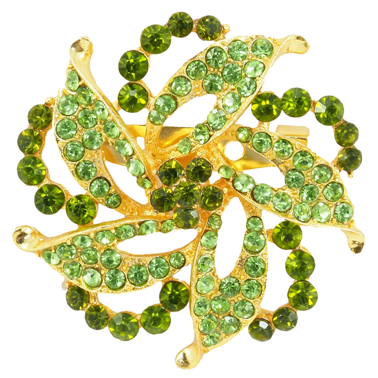 Брошка Декоративна квітка із зеленими стразами фото №23 Брошка Декоративна квітка із зеленими стразами фото №23