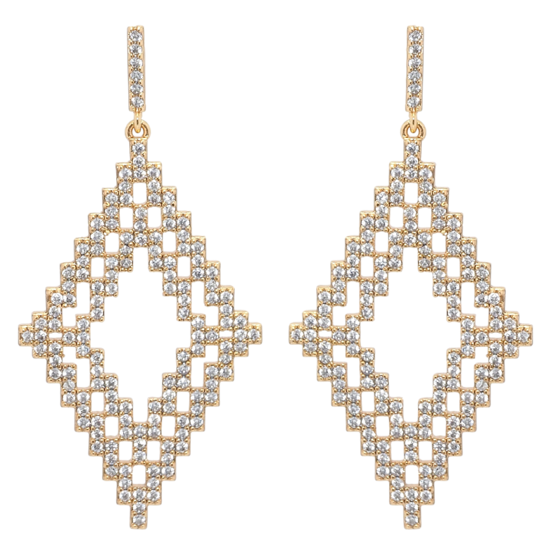 Серьги Xuping Позолота 18K пусеты Ромбы инкрустация цирконием фото №1 Серьги Xuping Позолота 18K пусеты Ромбы инкрустация цирконием фото №1