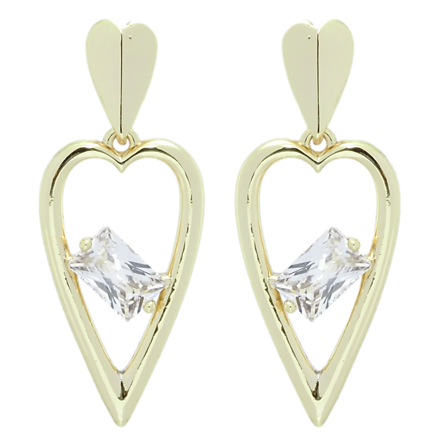 Серьги Xuping QQMM Позолота 14K пусеты Сердечки с фианитами фото №1 Серьги Xuping QQMM Позолота 14K пусеты Сердечки с фианитами фото №1