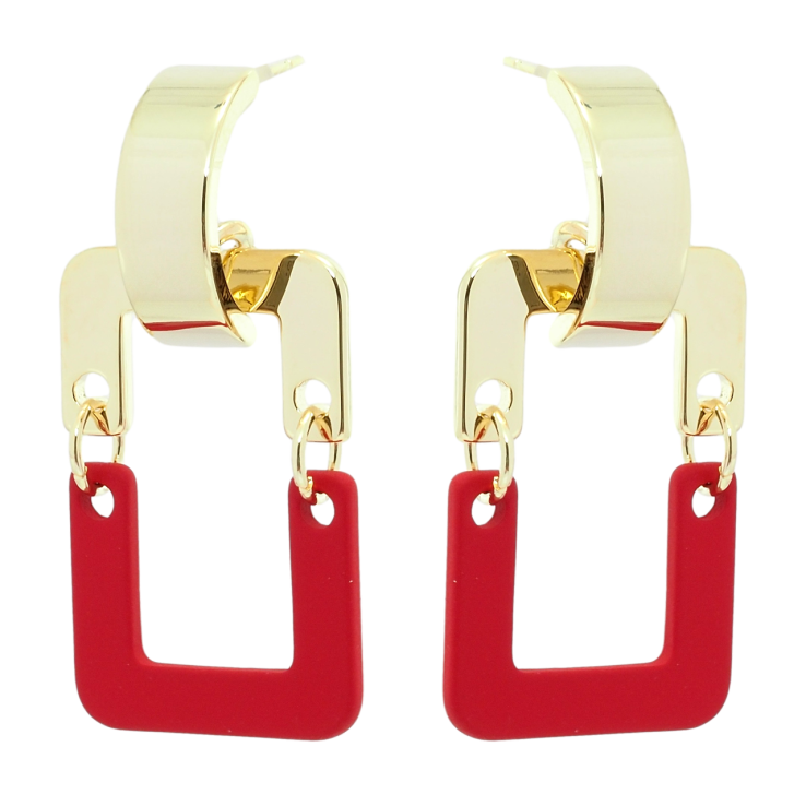 Серьги Xuping QQMM Позолота 14K пусеты Прямоугольники с покрытием Soft-touch фото №16