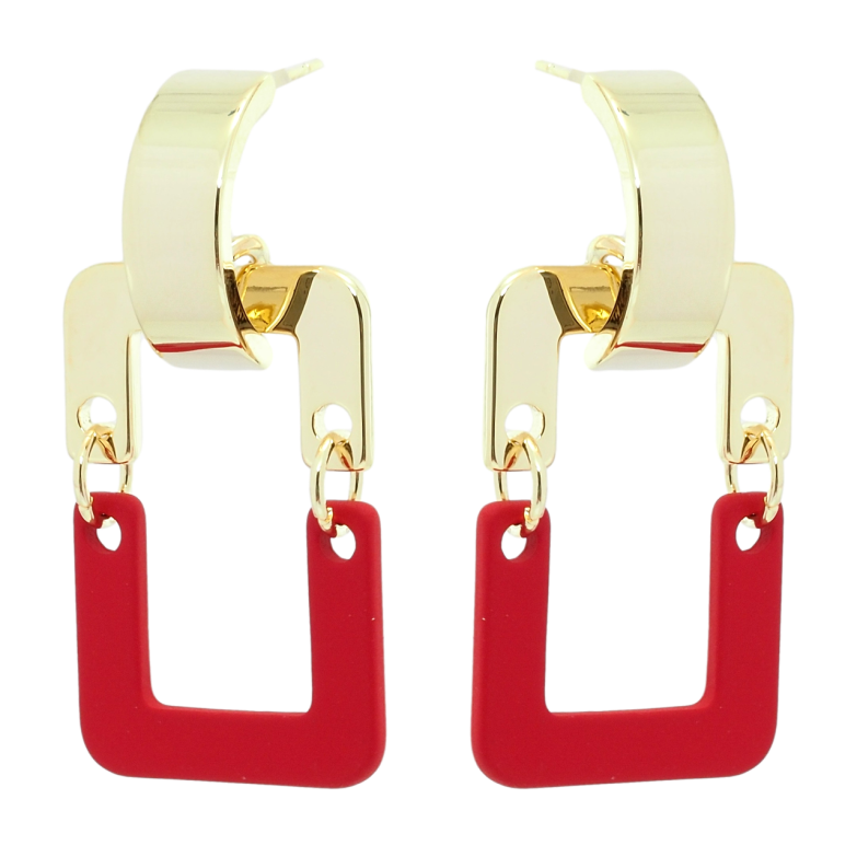 Серьги Xuping QQMM Позолота 14K пусеты Прямоугольники с покрытием Soft-touch фото №1