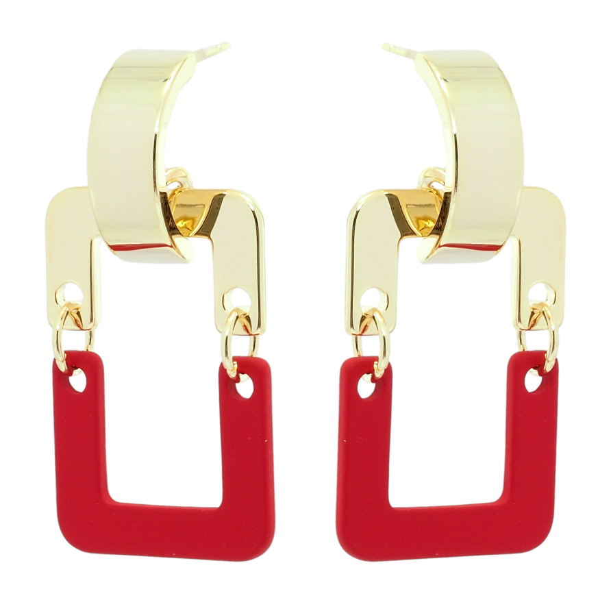 Серьги Xuping QQMM Позолота 14K пусеты Прямоугольники с покрытием Soft-touch фото №1