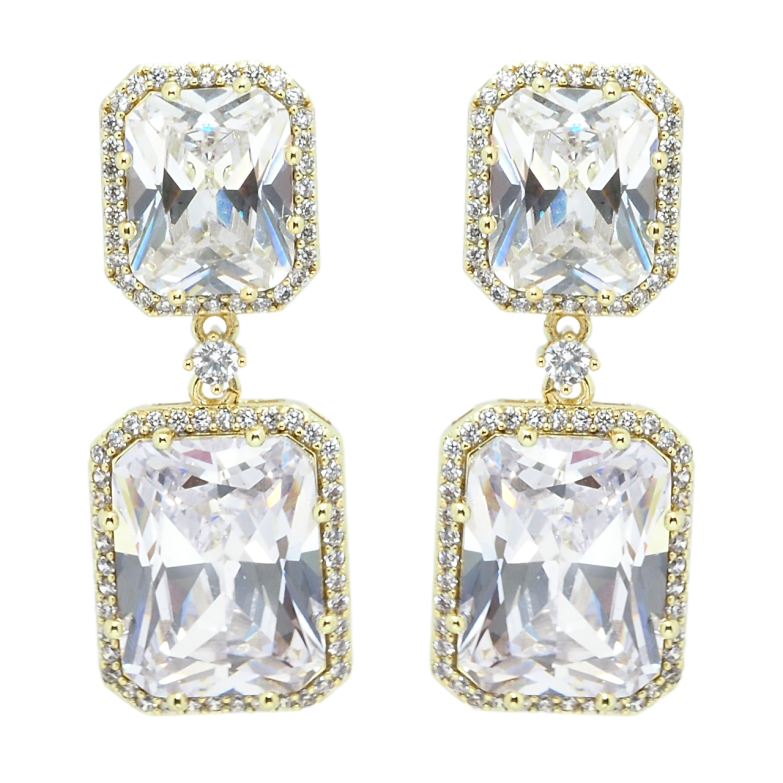 Сережки Xuping QQMM Позолота 14K пусети Підвіски з фіанітами фото №1