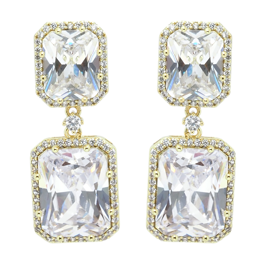 Серьги Xuping QQMM Позолота 14K пусеты Подвески с фианитами фото №1