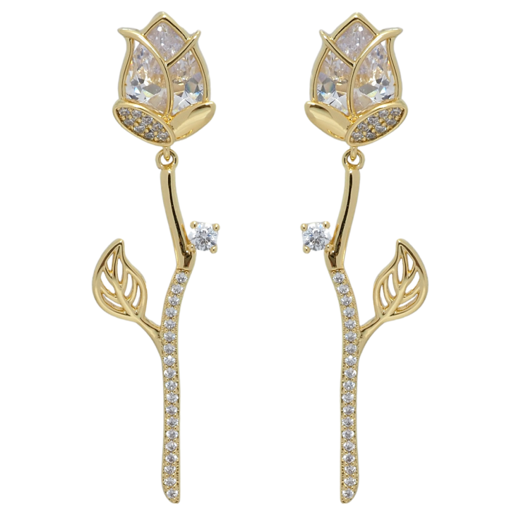 Сережки Xuping QQMM Позолота 14K пусети Квітка фото №5