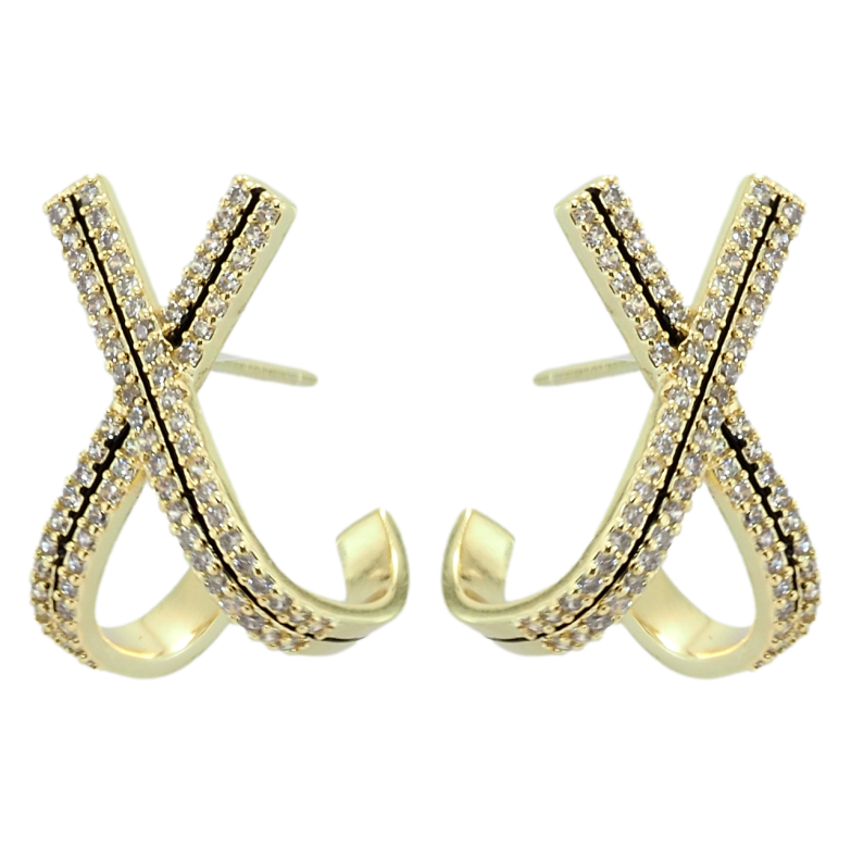 Серьги Xuping QQMM Позолота 14K пусеты Крестики с цирконием фото №1 Серьги Xuping QQMM Позолота 14K пусеты Крестики с цирконием фото №1