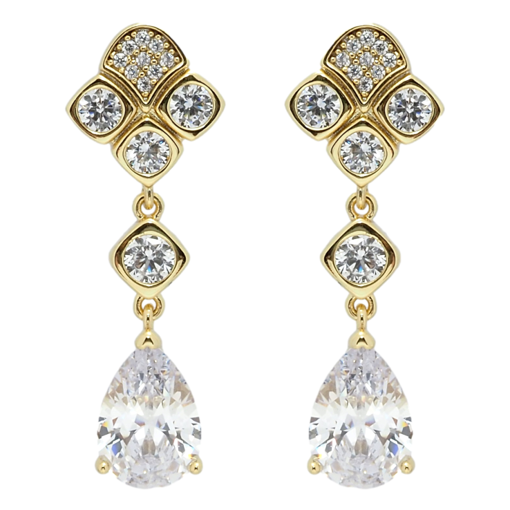 Серьги Xuping QQMM Позолота 14K пусеты Элегантные подвески с фианитами фото №19 Серьги Xuping QQMM Позолота 14K пусеты Элегантные подвески с фианитами фото №19