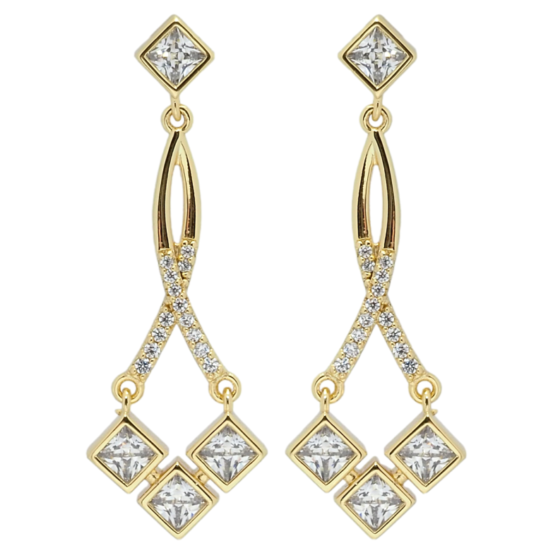 Серьги Xuping QQMM Позолота 14K пусеты Подвески с фианитами фото №1