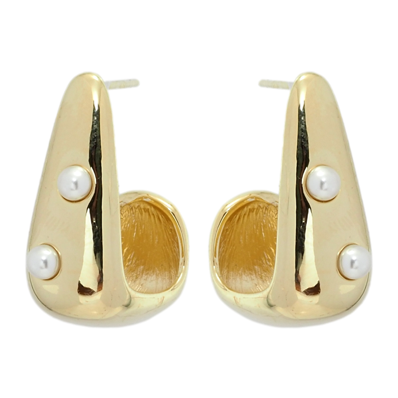 Серьги Xuping QQMM Позолота 14K пусеты Широкие дуги с жемчужными вставками фото №1 Серьги Xuping QQMM Позолота 14K пусеты Широкие дуги с жемчужными вставками фото №1