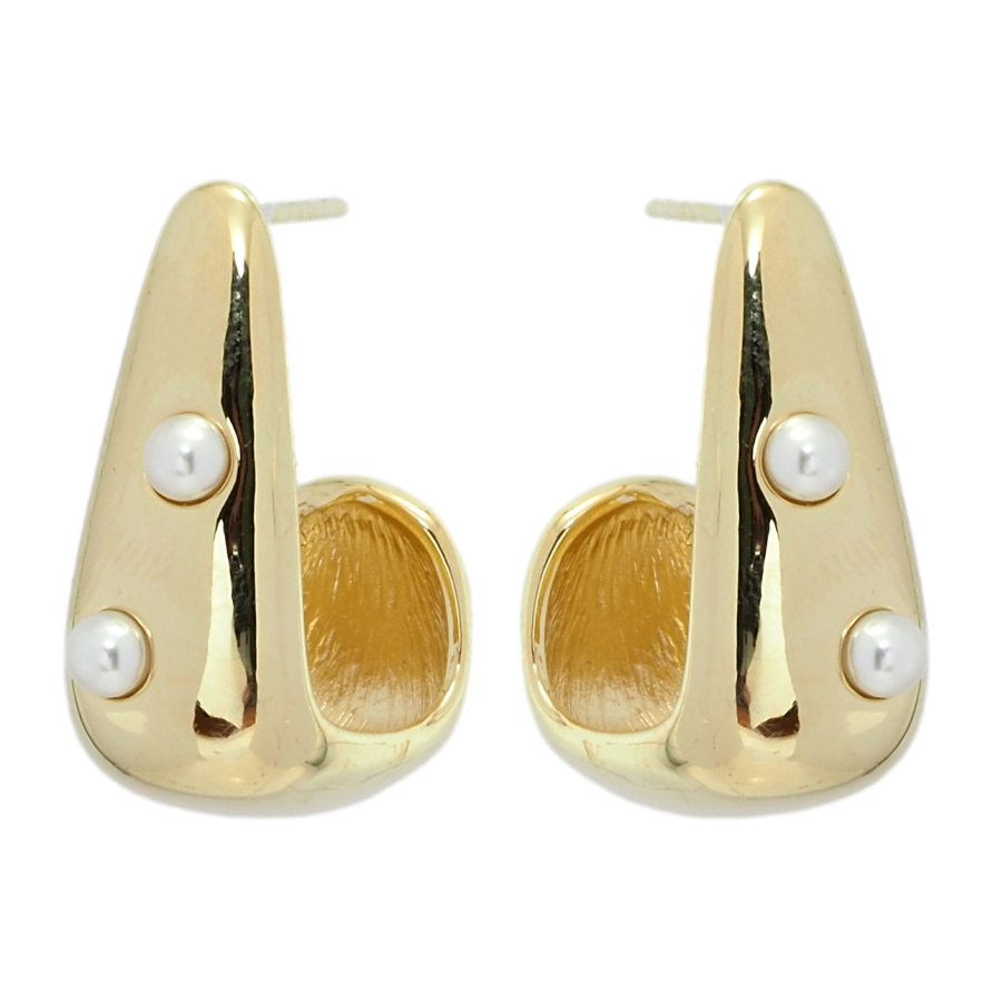 Серьги Xuping QQMM Позолота 14K пусеты Широкие дуги с жемчужными вставками фото №1 Серьги Xuping QQMM Позолота 14K пусеты Широкие дуги с жемчужными вставками фото №1