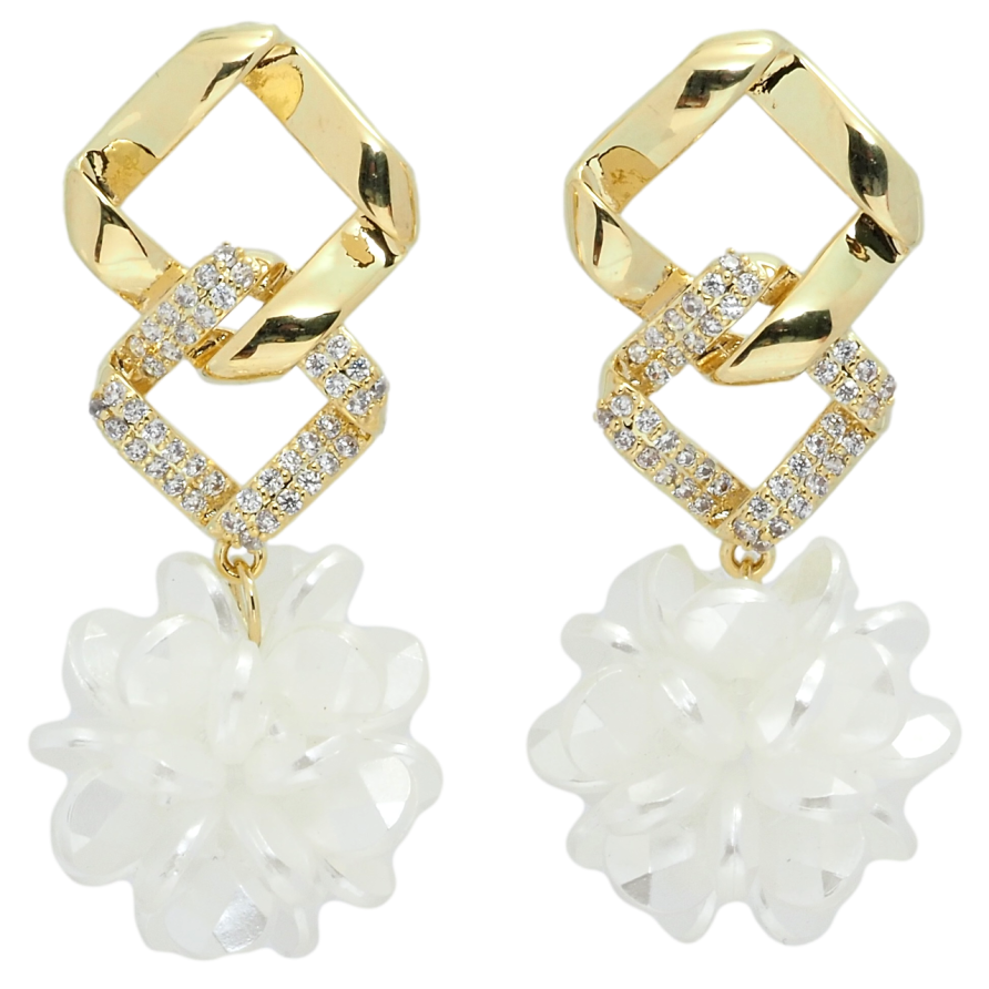 Серьги Xuping QQMM Позолота 14K пусеты Ромбовые подвески с шариками из бусин фото №1 Серьги Xuping QQMM Позолота 14K пусеты Ромбовые подвески с шариками из бусин фото №1