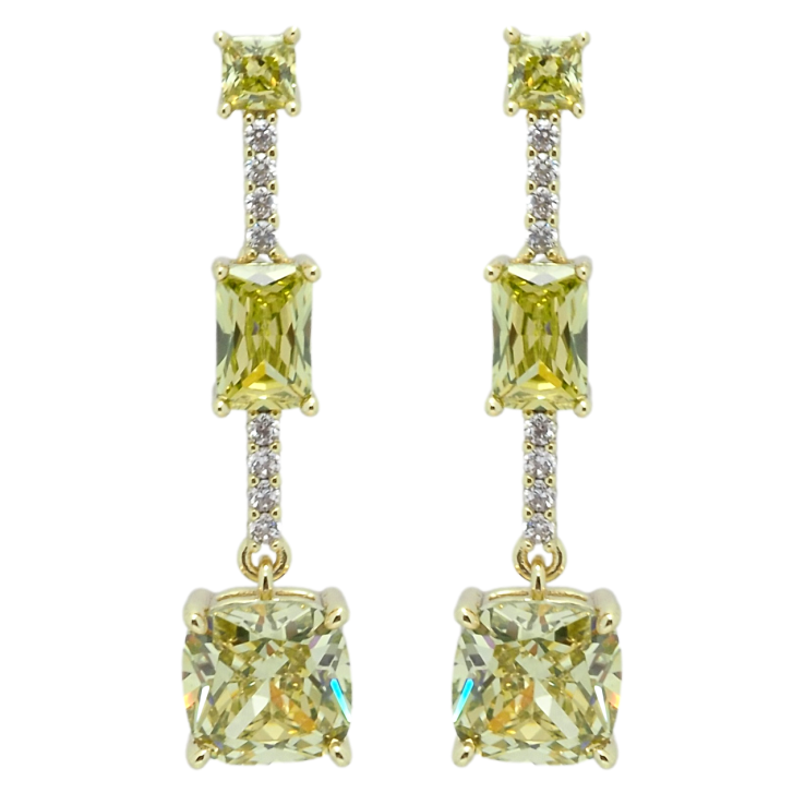 Сережки Xuping QQMM Позолота 14K пусети Лімонні фіаніти на доріжці цирконію фото №17