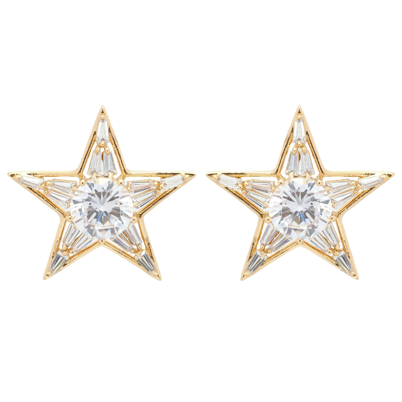 Серьги Xuping QQMM Позолота 18K пусеты Звезды с фианитами фото №1 Серьги Xuping QQMM Позолота 18K пусеты Звезды с фианитами фото №1