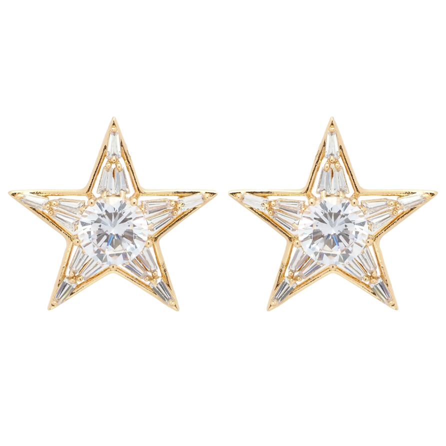 Сережки Xuping QQMM Позолота 18K пусети Зірки з фіанітами фото №1 Сережки Xuping QQMM Позолота 18K пусети Зірки з фіанітами фото №1