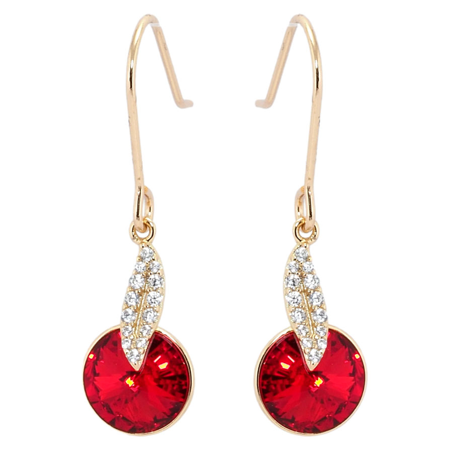 Сережки Xuping колір 18K з кристалами Swarovski французький замок Підвіски з кристалами Light Siam фото №1 Сережки Xuping колір 18K з кристалами Swarovski французький замок Підвіски з кристалами Light Siam фото №1