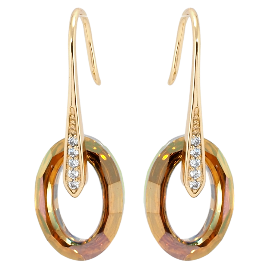 Сережки Xuping колір 18K з кристалами Swarovski французький замок Кристальні кільця Topaz AB фото №1 Сережки Xuping колір 18K з кристалами Swarovski французький замок Кристальні кільця Topaz AB фото №1