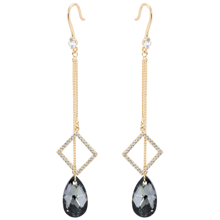 Сережки Xuping колір 18K з кристалами Swarovski французький замок Підвіски з кристалом Graphite фото №8 Сережки Xuping колір 18K з кристалами Swarovski французький замок Підвіски з кристалом Graphite фото №8