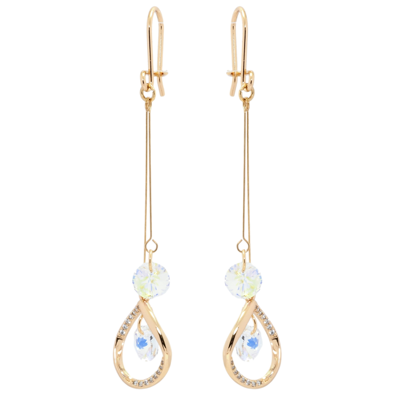 Сережки Xuping колір 18K з кристалами Swarovski французький замок Підвіски з кристалами Shimmer фото №1