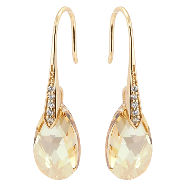 Сережки Xuping колір 18K з кристалами Swarovski французький замок Кристали Golden Shadow фото №24 Сережки Xuping колір 18K з кристалами Swarovski французький замок Кристали Golden Shadow фото №24