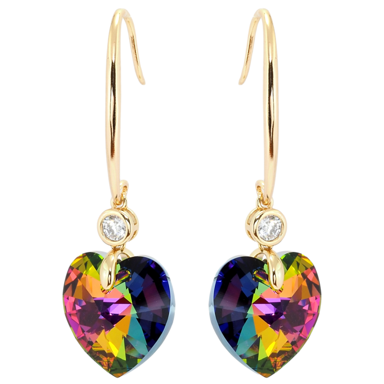 Сережки Xuping колір 18K з кристалами Swarovski французький замок Кристальні серця Vitrail Medium фото №1 Сережки Xuping колір 18K з кристалами Swarovski французький замок Кристальні серця Vitrail Medium фото №1